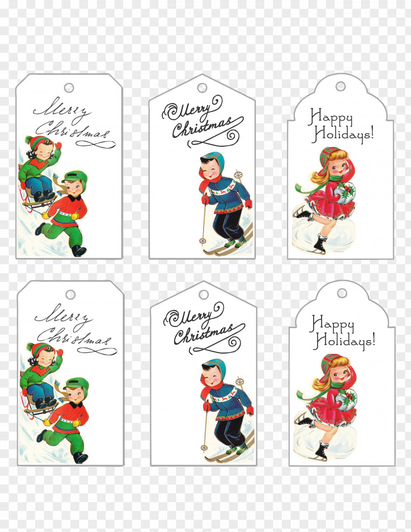 Gift Tag 1950s Christmas Card Line Clip Art PNG