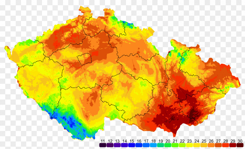 Map Czech Republic Temperature Heat Text PNG