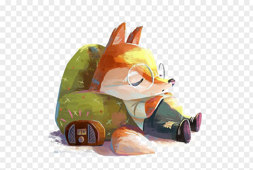 Little Fox Drawing Illustration PNG