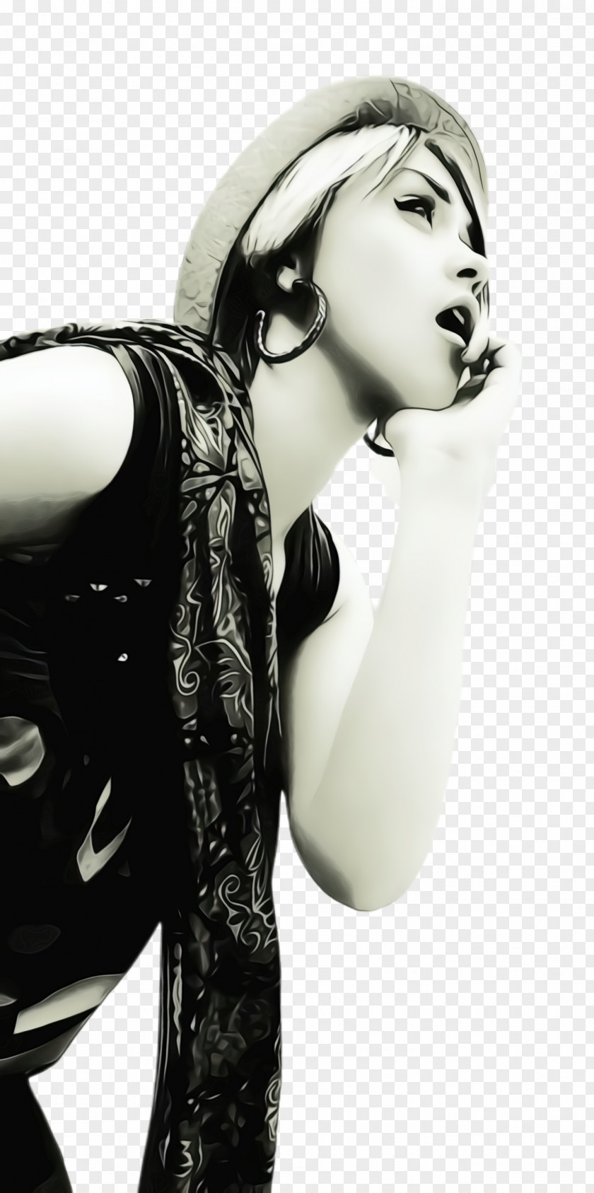 Style Model Black-and-white Latex Photo Shoot Black Hair Fetish PNG