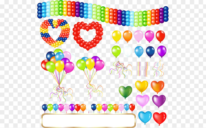 Vector Colorful Balloons Hot Air Balloon Birthday Greeting Card PNG
