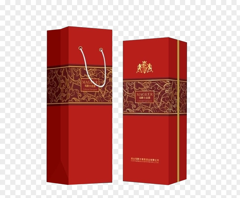 Red Wine Gift Paper Box Packaging And Labeling PNG
