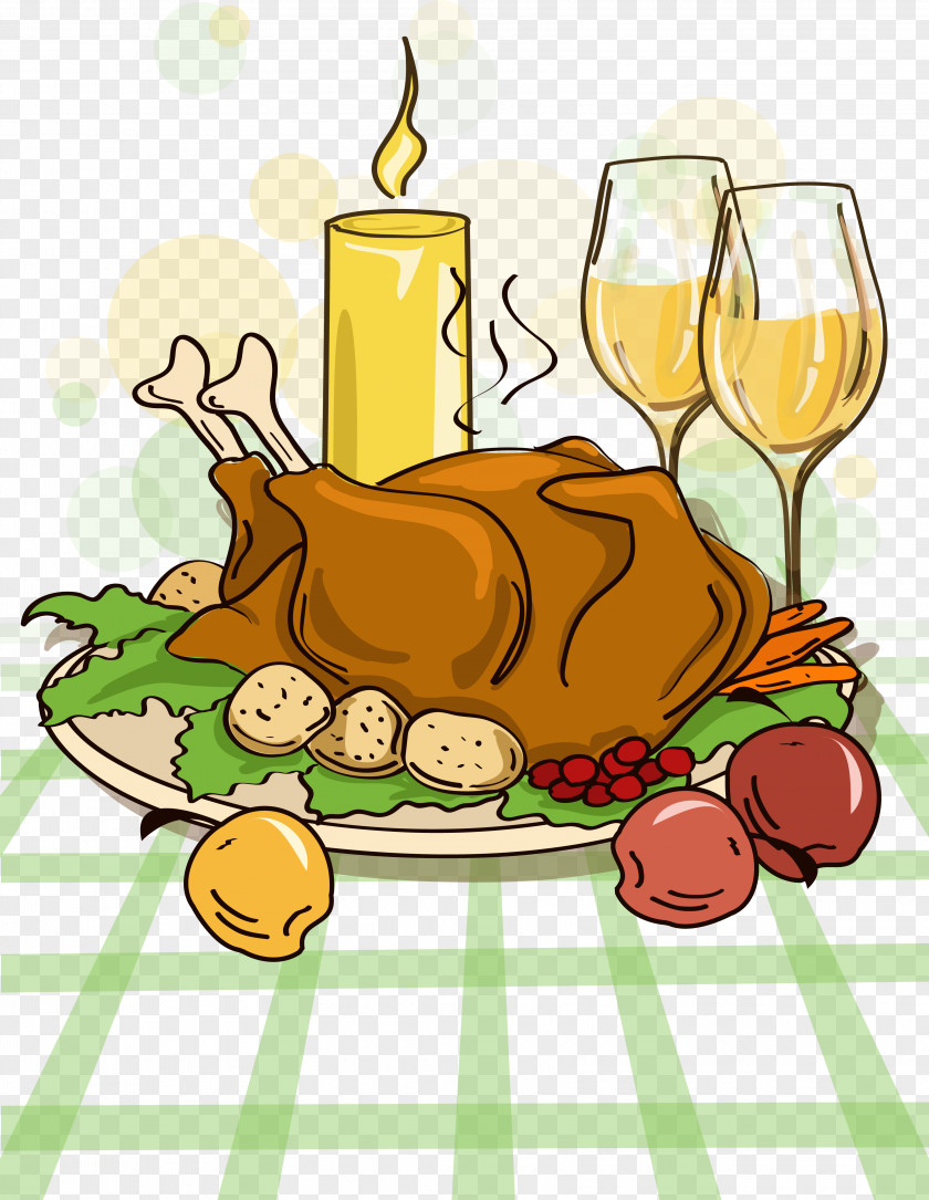 Chicken Candlelight Dinner Turkey Pilgrim Thanksgiving Cartoon PNG