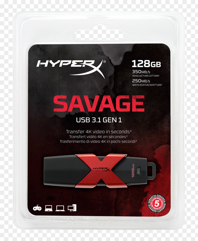 USB Kingston HyperX Savage Technology Flash Drives Computer Data Storage PNG