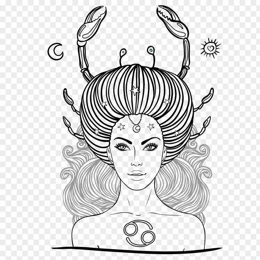 Aries Zodiac Cancer Astrological Sign Coloring Book Drawing PNG