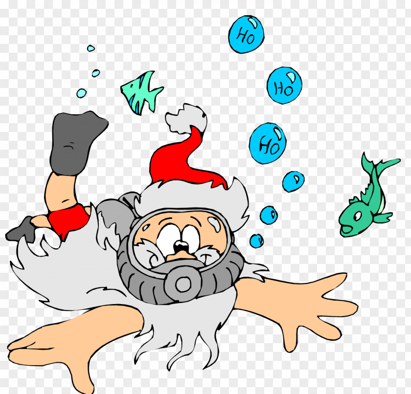 Santa Claus Scuba Diving Christmas Underwater Greeting & Note Cards PNG