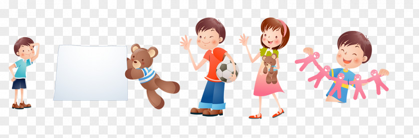 Child And Her Partners Animation Illustration PNG