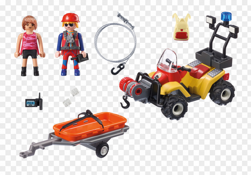 City Life Playmobil Stretcher Mountain Rescue Quad Bike Trailer PNG