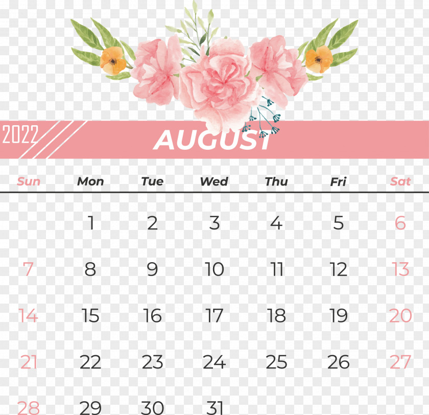 Line Calendar Font Flower Pink M PNG