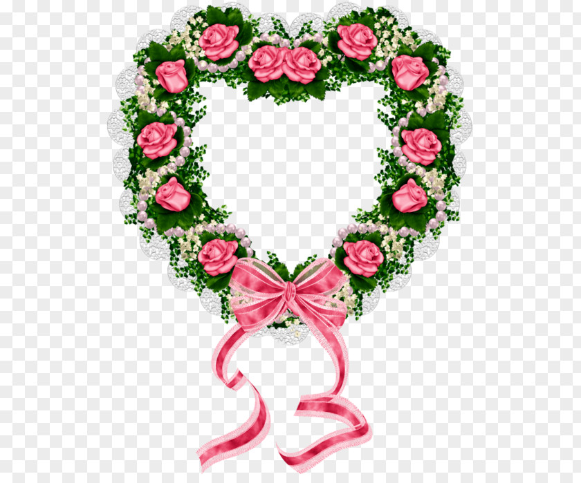 Garland Frame Png Pink Garden Roses Wreath Valentine's Day Flower PNG