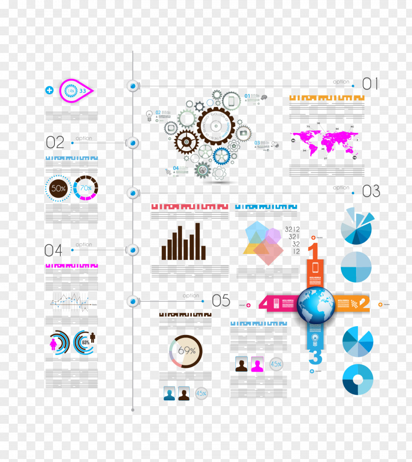 PPT Chart Infographic Timeline Template PNG