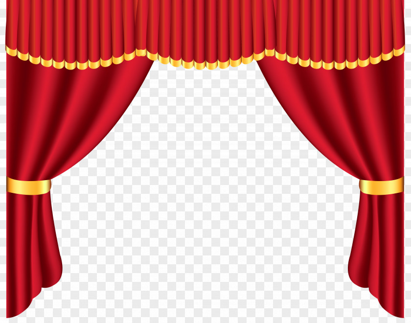 Red Curtains Window Treatment Curtain Clip Art PNG