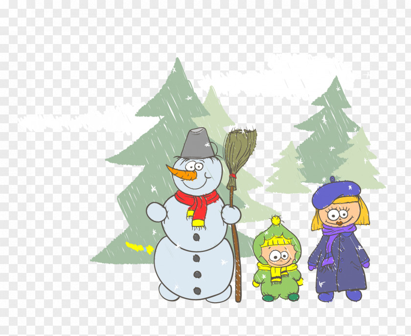Vector Snowman Drawing Stock Illustration PNG