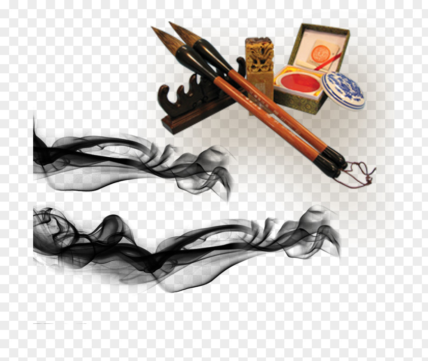 Pen And Ink Four Treasures Of The Study Paper Budaya Tionghoa Inkstone Brush PNG