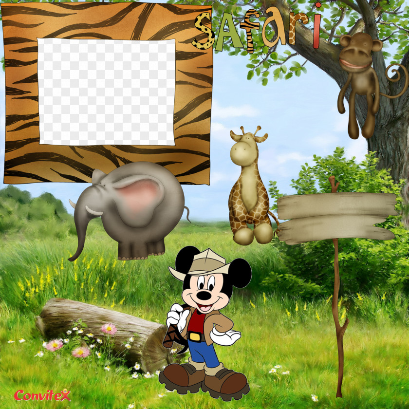 Safari Mickey Mouse Minnie Picture Frames PNG