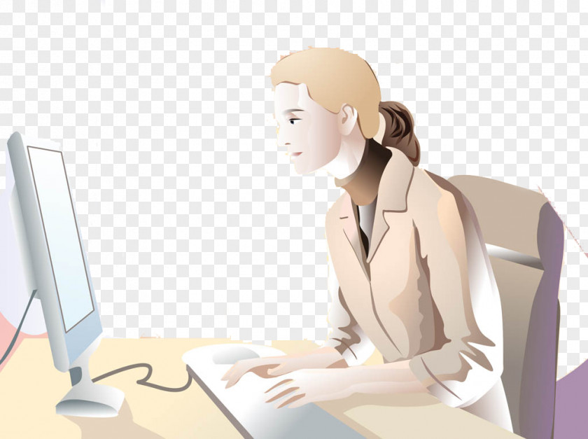 Woman Cartoon Computer Creative Work Laptop PNG