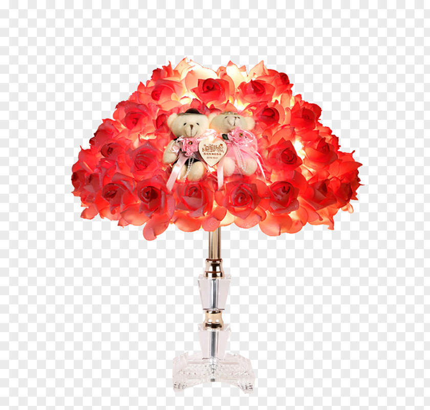 Rose Flowers Wedding Table Lamp Light Marriage PNG