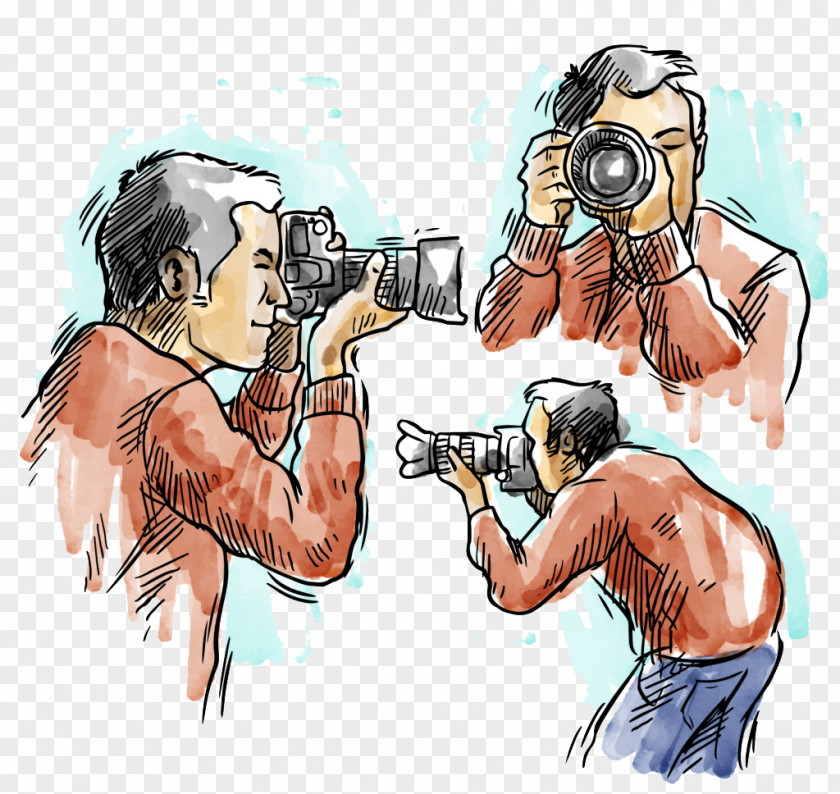 Hand-painted Male Photographer Photography PNG