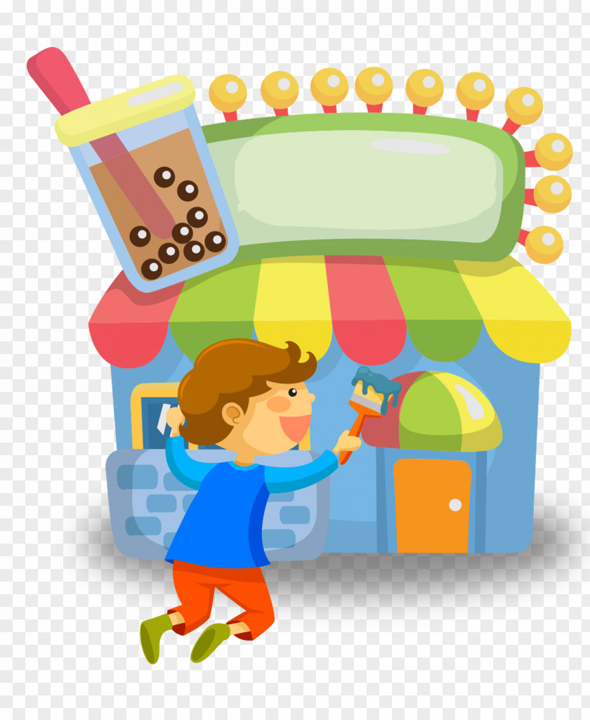 Illustration Baby Painting Walls Cartoon House PNG