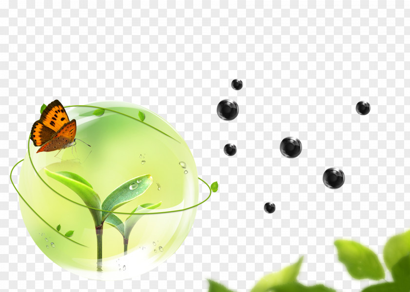Green Water Drops Vector Material Ecology Battery Widescreen Wallpaper PNG
