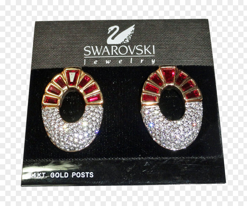 Silver Earring Swarovski AG Baguette California Crystal PNG