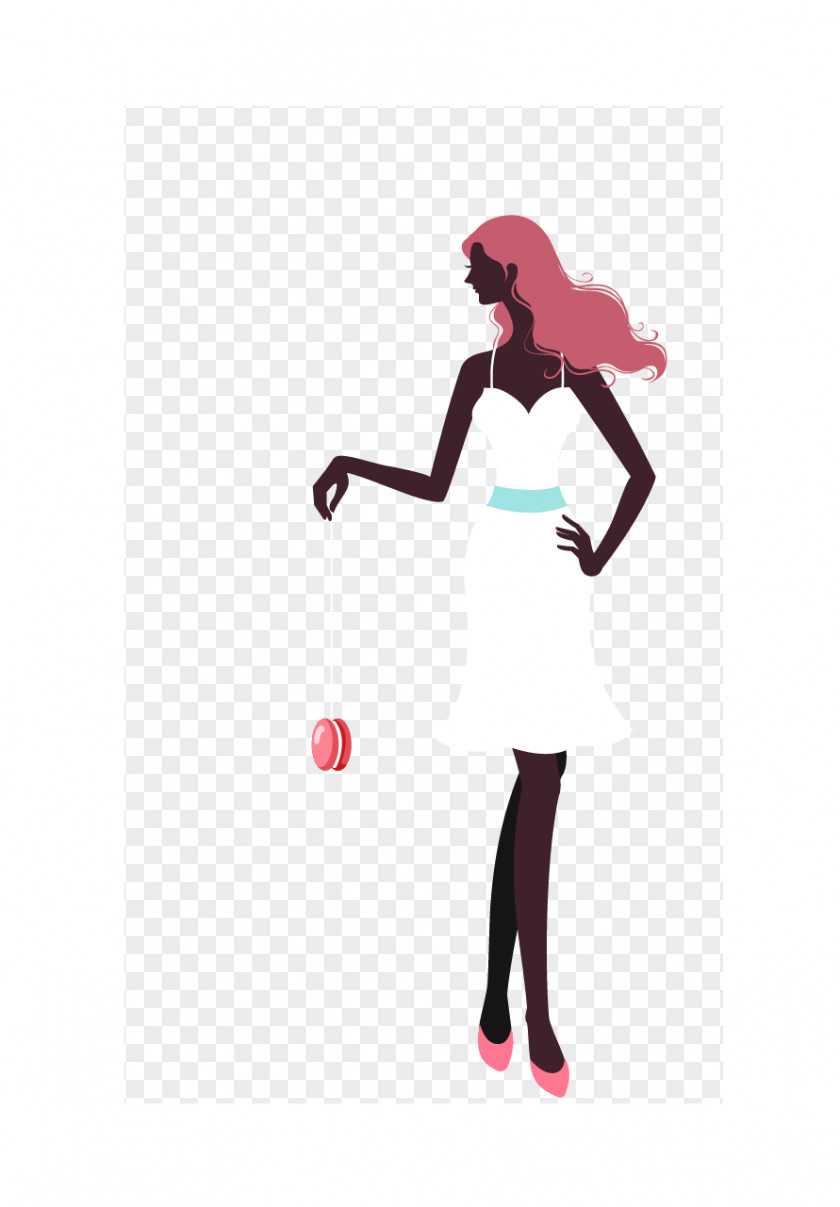 Wearing A White Dress Beauty Vector Material Illustration PNG