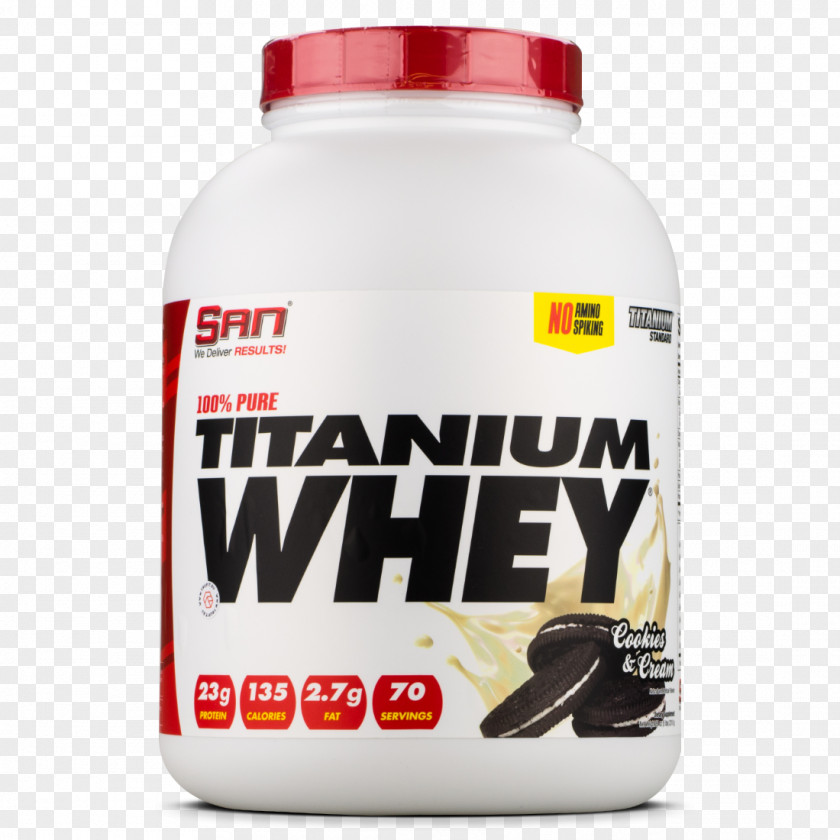 Whey Protein Dietary Supplement SAN 100% Pure Titanium Brand Product PNG