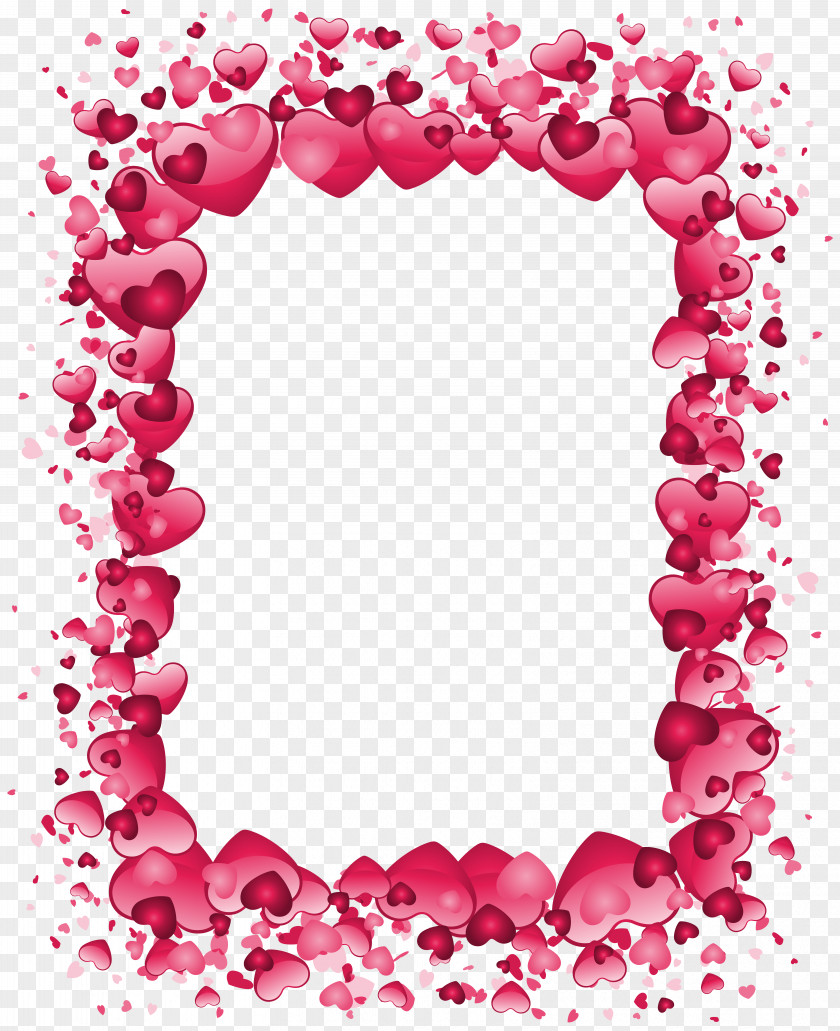 Valentine's Day Pink Heart Border Transparent PNG Clip Art Image Right Of PNG