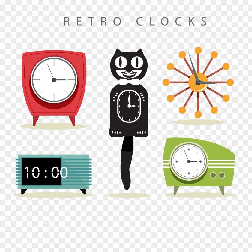 Vector Art Clock Alarm Euclidean Digital Retro Style PNG