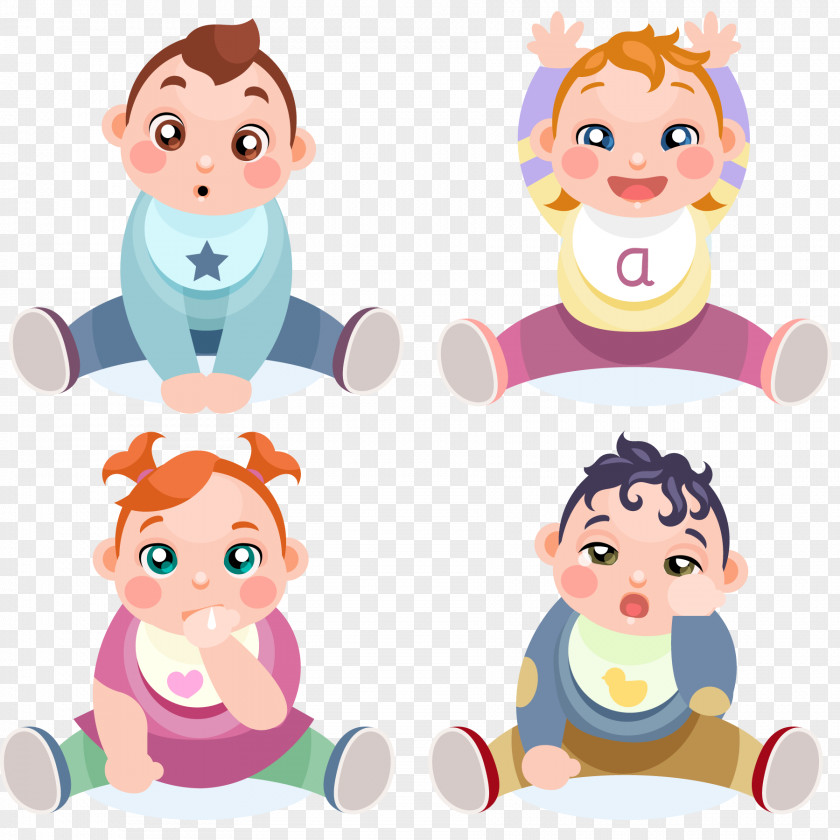 Vector Painted Cute Baby Child Euclidean PNG