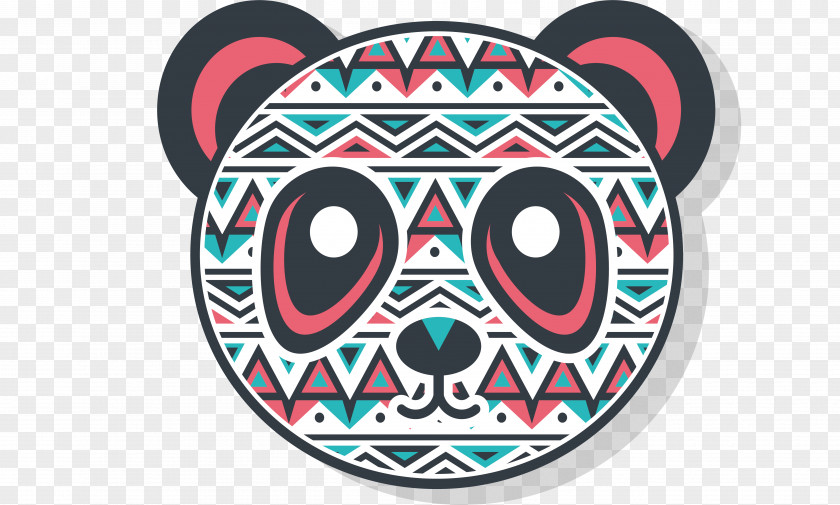 Red And Green Pattern Panda Head Giant Download Icon PNG
