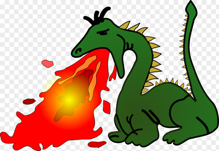 Abstract Art Green Dragon Spitting Fire Breathing Clip PNG