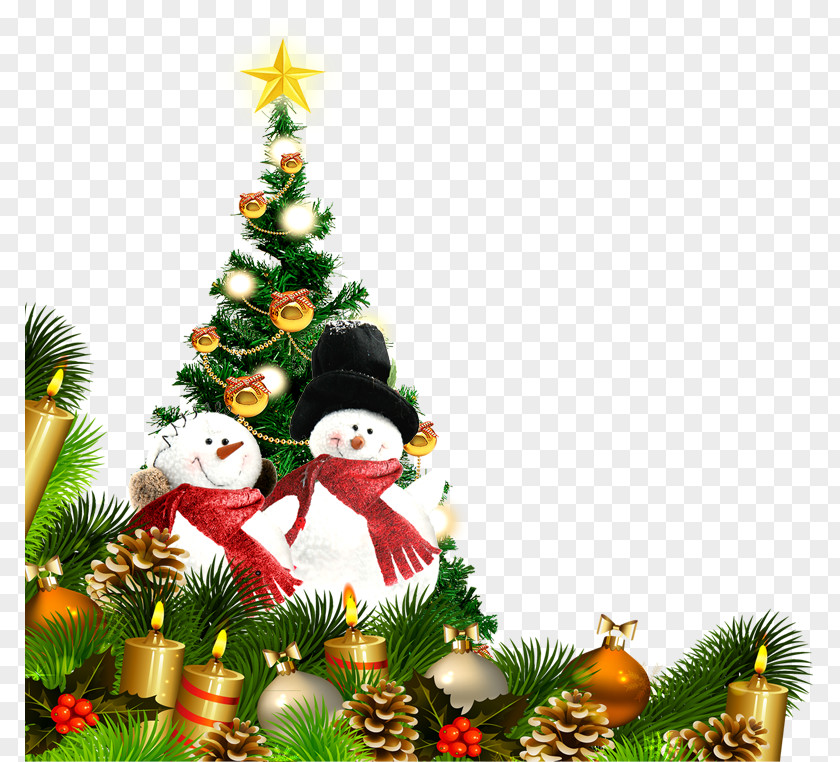 Snowman Candle Christmas Tree PNG