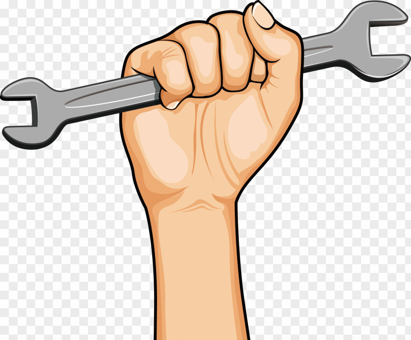 Power Wrench Thumb Cartoon Labor Day PNG