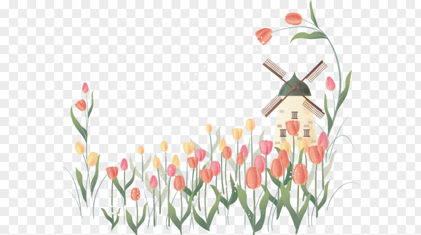 Windmills And Tulips Tulip Flower Royalty-free Clip Art PNG