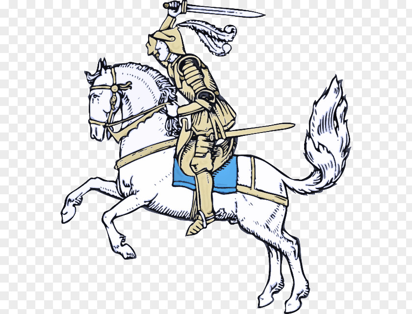 Pack Animal Conquistador Rein Line Art Knight Horse Cartoon PNG