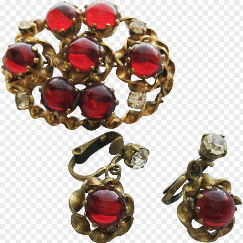 Ruby Earring Brooch Imitation Gemstones & Rhinestones Jewellery PNG