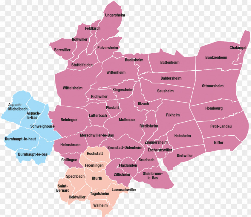 Map Pays De La Région Mulhousienne Lutterbach Sivom Of Mulhouse Region Illzach PNG