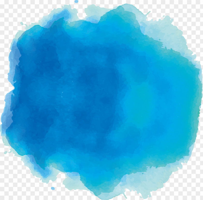 Sky Blue Watercolor Dot Ink Painting PNG