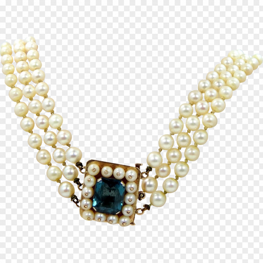Necklace Pearl Topaz Choker Gold PNG