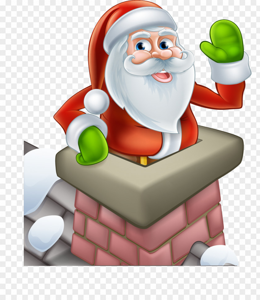 Santa Chimney Claus Cartoon Illustration PNG