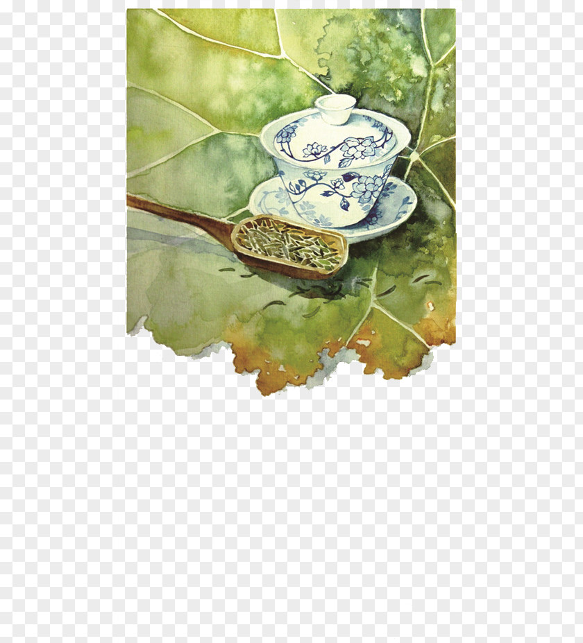 Hand-painted Tea Watercolor Painting Chinese Art Drawing PNG
