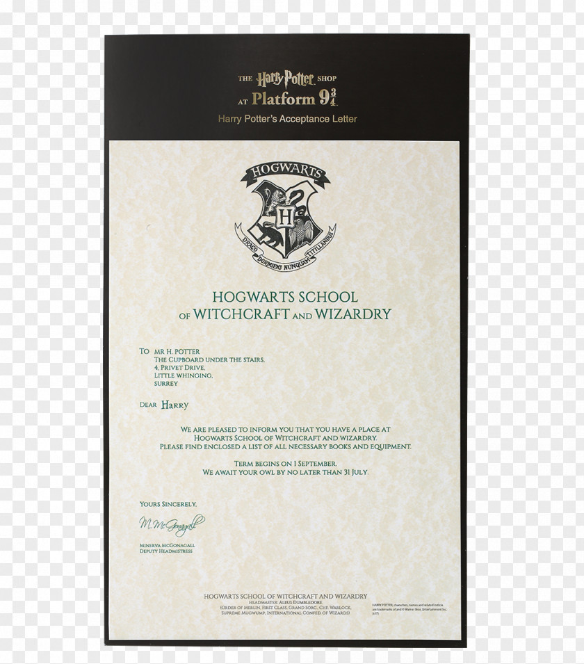 Harry Potter And The Philosopher's Stone Hogwarts Letter Ravenclaw House PNG