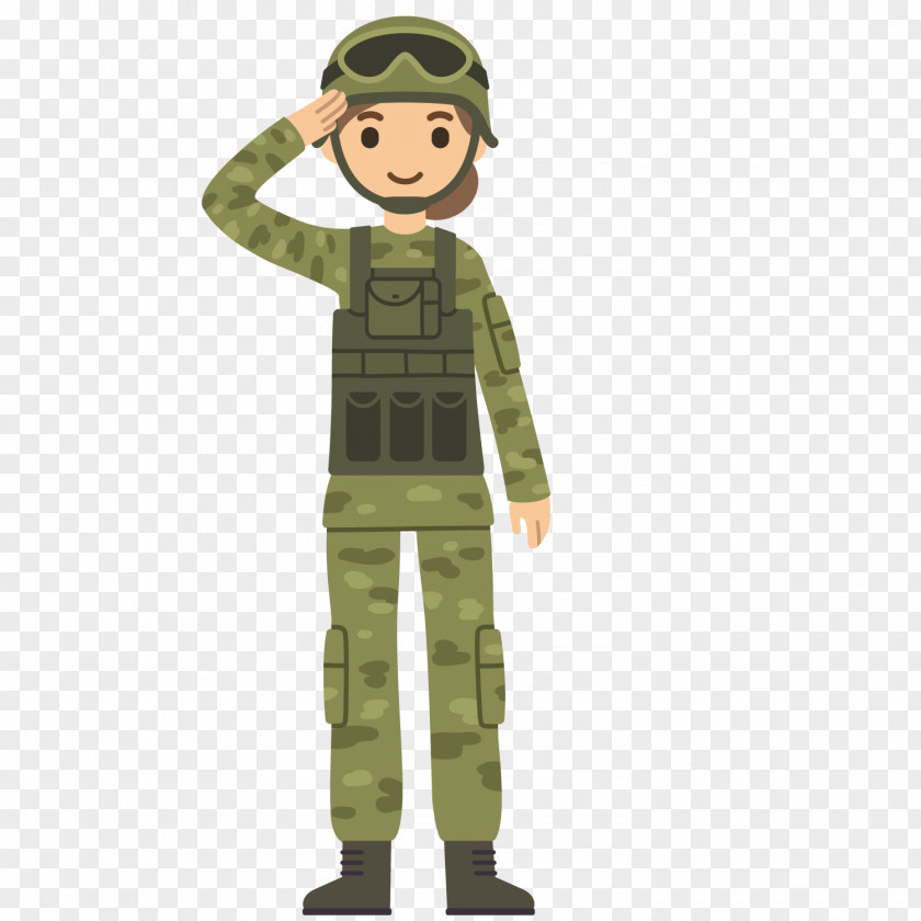 Wearing A Uniform Salute Soldier Cartoon Army PNG