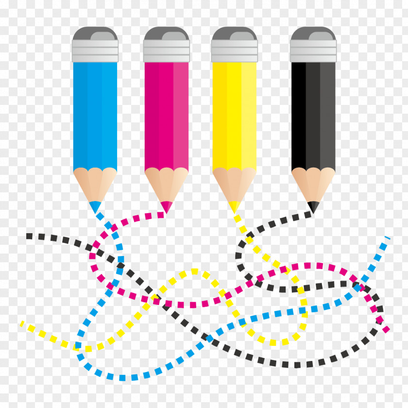 Color Pen And Curves CMYK Model RGB Euclidean Vector Curve PNG