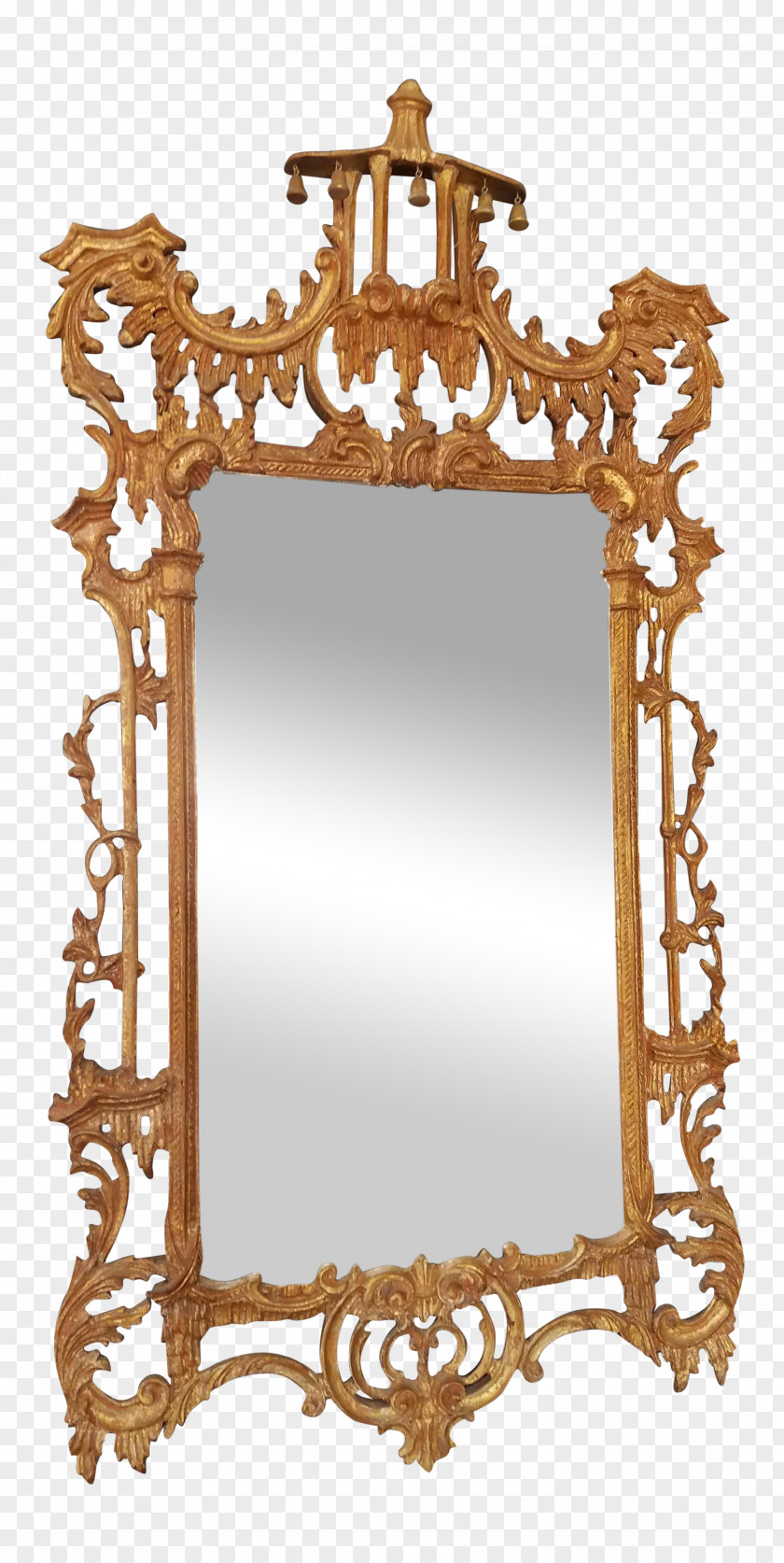 Gold Chinese Magic Mirror Chinoiserie PNG