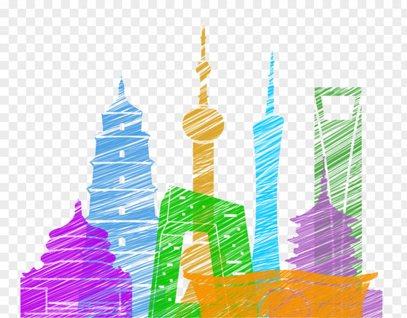 Silhouette Painted Domestic Cities Landmarks Tianhe District Canton Tower Architecture PNG