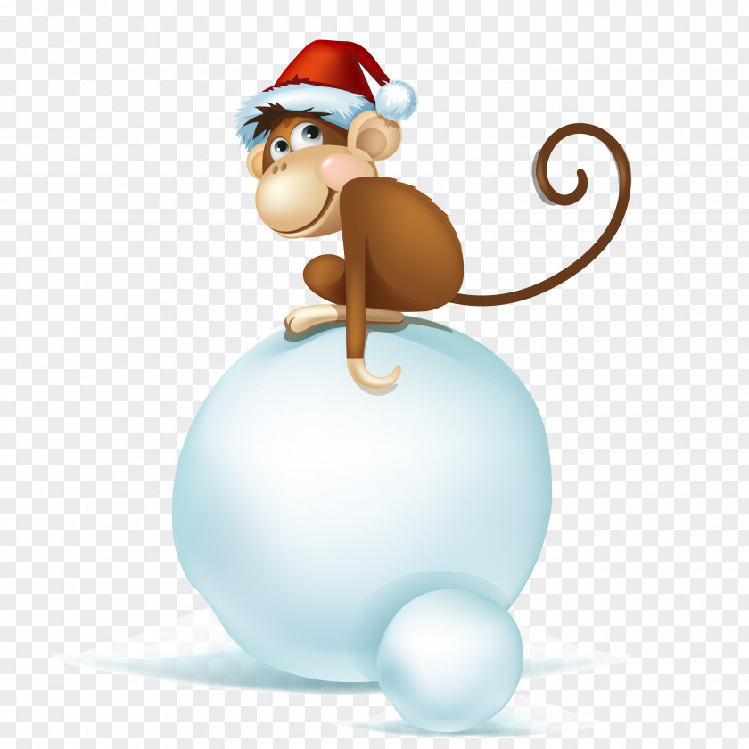 Cartoon Snowball Little Monkey Vector Ape Clip Art PNG