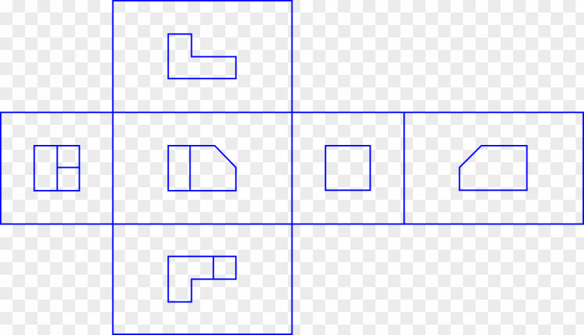 Four Angle Frame Multiview Projection Technical Drawing Graphical Orthographic PNG