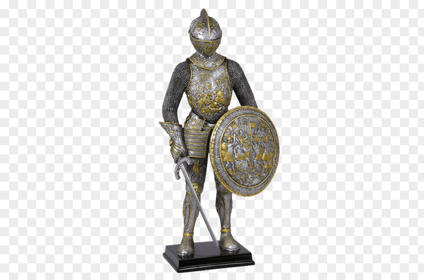 Medieval Shield Middle Ages Parade Armour Of Henry II France Knight Bronze Sculpture Figurine PNG